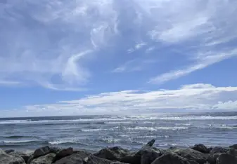 Blue ocean with blue sky