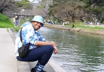 Enjoying the view near Okazaki Castle.