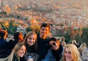 Students enjoy sunset at the Bunkers