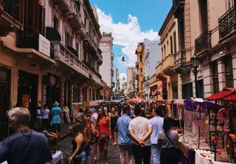 Students walking the streets of Buenos Aires