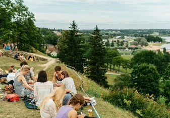Students on a hill in Estonia