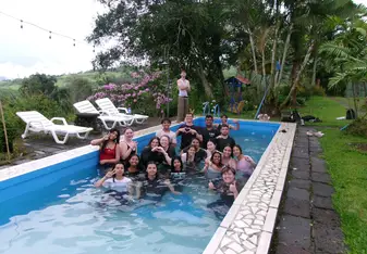 Group photo at the pool