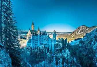 A white castle covered in snow