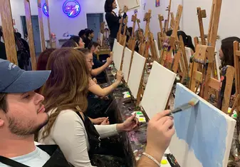 Students enjoy glow painting in Spain