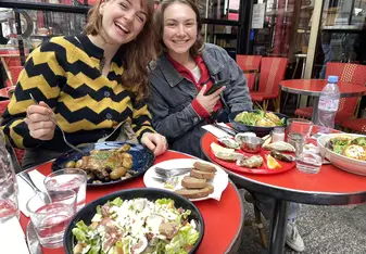 Dining at a French restaurant