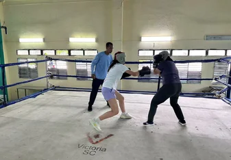 Girls sparring
