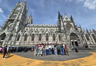 Students at Basilica in Quito