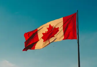 A waving Canadian flag