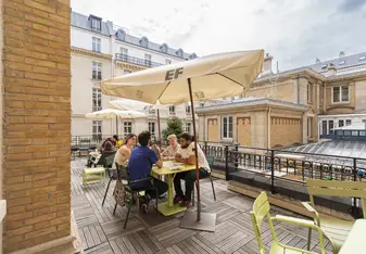 EF students studying on the school rooftop