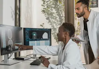Doctors looking at MRI