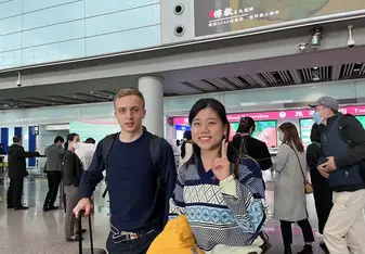Kerry Chen at the airport 