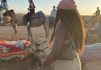 Michelle enjoying the sunset in Morocco