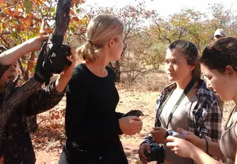 Students putting up camera traps