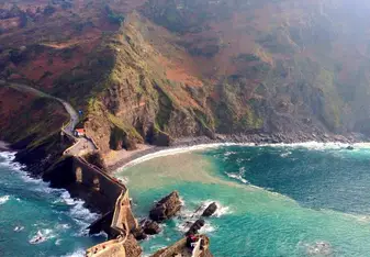 Unexpectedly difficult hike to get here, but lovin' the view at San Juan De Gaztelugatxe!