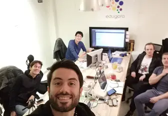 Group photos of interns working 