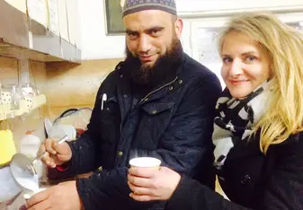 English lesson with my great student Sheikh, he is making Sahlab ( delicious local drink)  after the end of the lesson