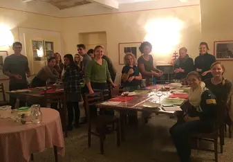 Students at a cooking class.