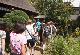 Group visiting an old samurai house