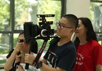 film shooting on set 