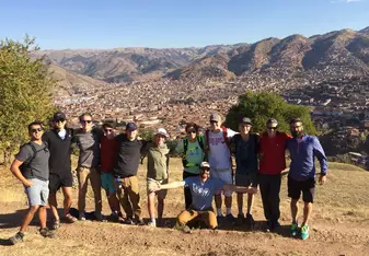 The group over Cusco, Peru