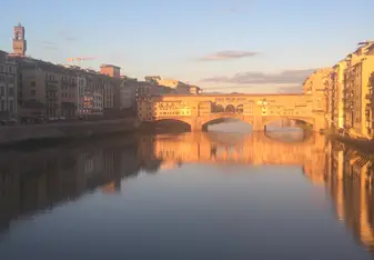 View of the Ponte Vecchio from Ponte Santa Trinita.