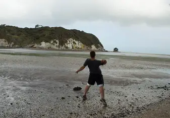 Throwing Rocks on Spring Break in Golden Bay