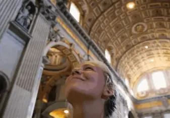 Student in a cathedral in Rome