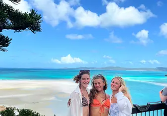 Three women by the beach