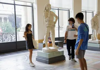 High school participants at museum in France
