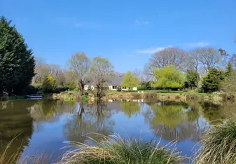 Lake under a blue sky