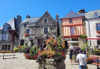 French houses under a blue sky
