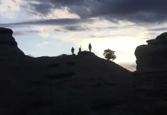 Annie and friends at sunset