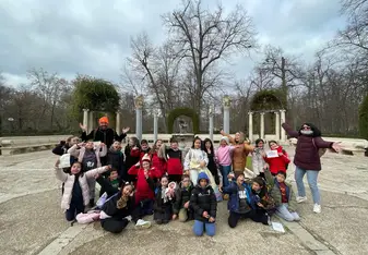 Group of students in a park in Madrid