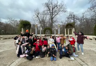 Group of students in a park in Madrid