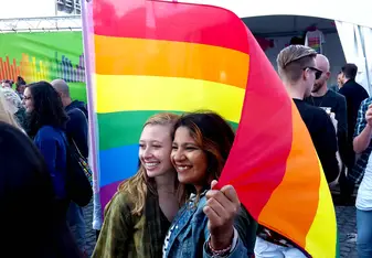 Students at Pride parade.