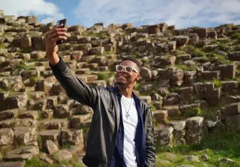 student at giants Causeway 
