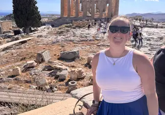 Standing at ruins in Athens