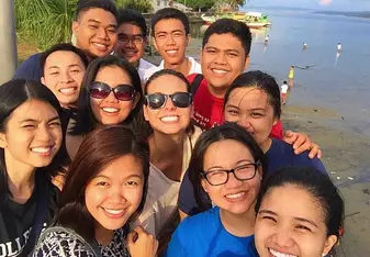 A group of students on an island in the Philippines