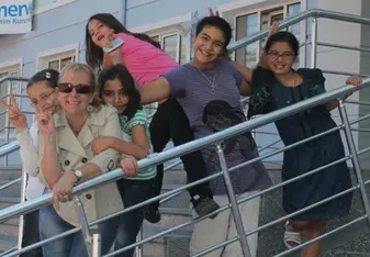 Belinda and her students in Turkey
