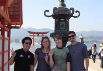Amy with friends in Japan. 