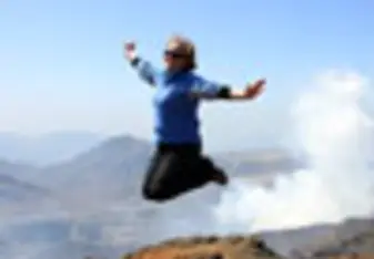 Raygan hiking Mt. Aso in Kyushu