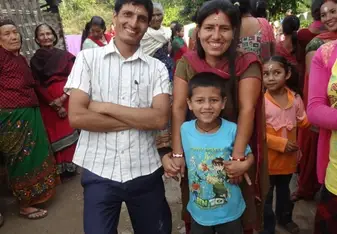 The host Samsher with his wife Kulpana and son Pujan