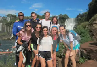 IES Argentina students exploring the falls