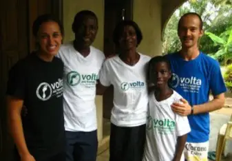Lindsay with her host family and VAF's founder