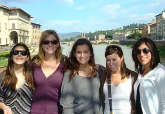 Lyndsey with her roommates on the Ponte Vecchio