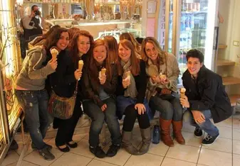 Haley eating gelato with some friends in Italy