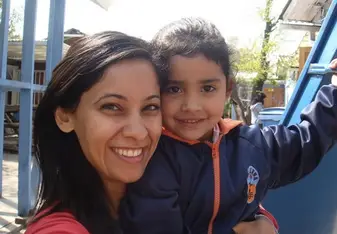 Bushra bonding with a student