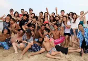 group at beach
