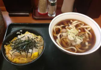 japansese katsudon and udon on tray