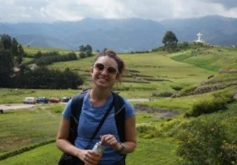 Anna on a hike in front of Christo Blanco and Sacsayhuaman (Incan Ruins) 